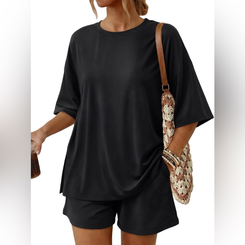 Comfy 2 Piece Summer Set Oversized Top & Loose Fit Shorts with Pockets